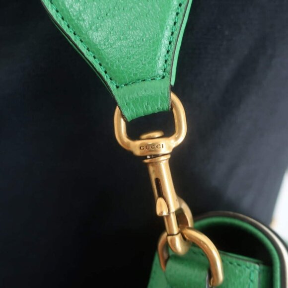 Gucci x Adidas Web Strap Mini Crossbody Flap Bag Green Leather NEW - Picture 2 of 13